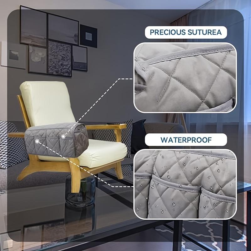 Sofa Armrest Storage Bag for TV Remote & Organizer - Cotton Fabric Side Pocket with Strap, Multipurpose Chair Organizer Pouch