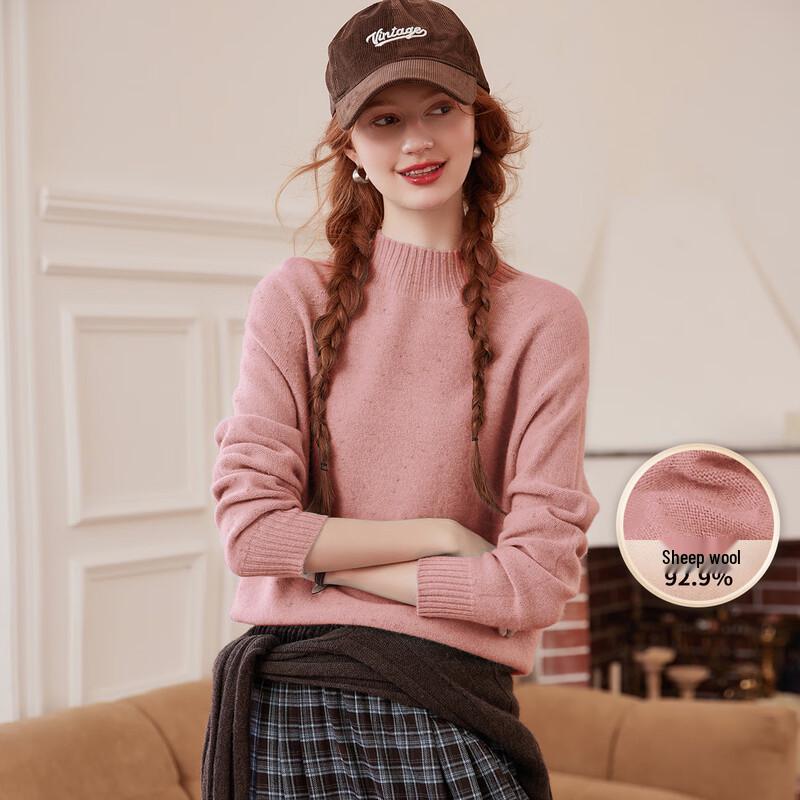 

Bailuyu 2025 Winter Elegant Stand-Collar Wool Sweater L