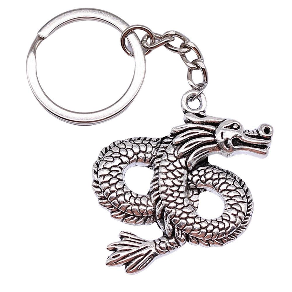 Medical Caduceus Charm Dragon Anime Keychain Hospital Souvenir 28mm Ring