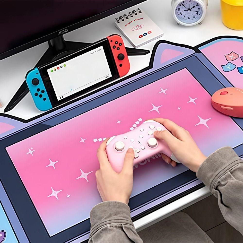 Cat Ear Mouse Keyboard Pad Large Mouse Pad Cute Keyboard Desk Mat For Gaming, Writing,Office