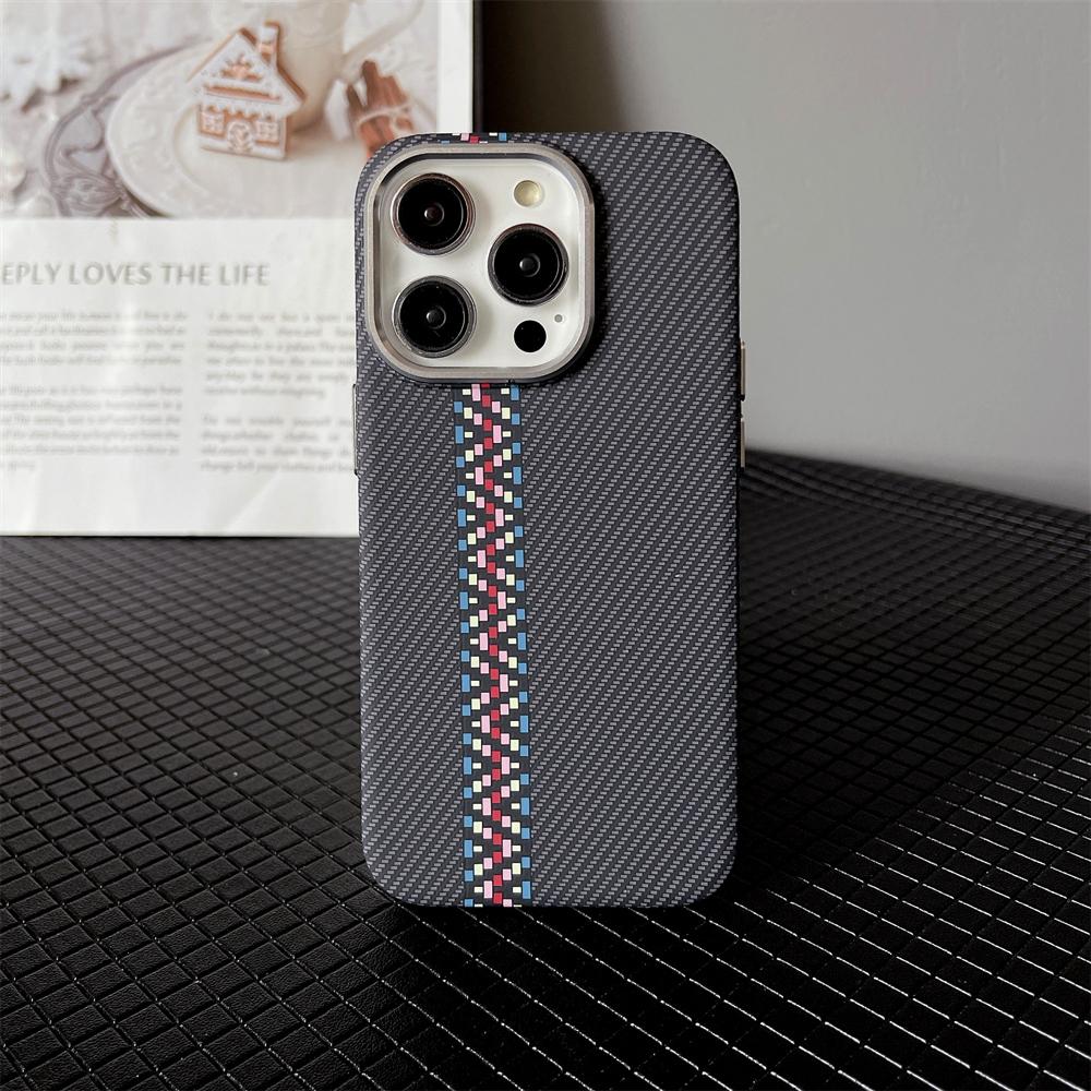 Luxury Magnetic Carbon Fiber Kevlar Pattern for Magsafe Case for iPhone 15 14 Plus 13 12 11 Pro Max Camera Protection PC Cover