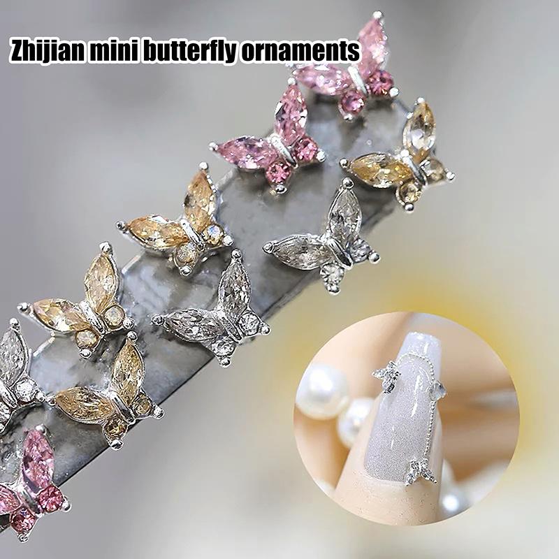10Pcs Luxury 3D Mini 4*6Mm Crystal Butterfly Nail Art Charms Jewelry Accessories Alloy Rhinestones Nails Decoration Supplies
