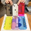 Fluorescent Color Transparent Wrist Strap Phone Case For Iphone 13 12 11 Pro Max X Xr Xs Max 7 8 Plus Se 20 Soft Silicone Cover