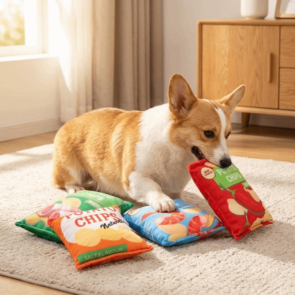 Bite Tough Cat Molar Chew Toy Crinkle Paper Inside Dog Squeaky Plush Toy  Pet Daily Companion Lamb Roll Flavor