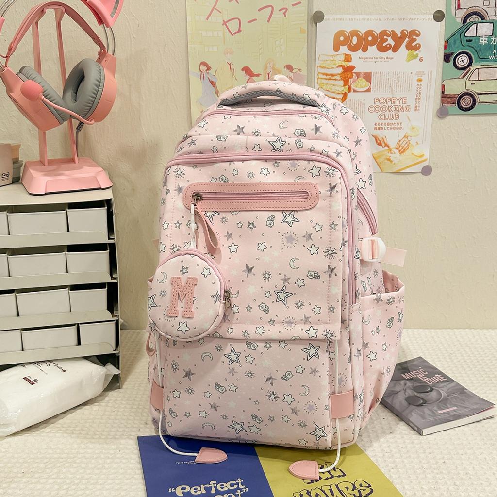 Schoolbag women's new Japanese ins high value fresh and sweet star backpack junior high school students lightweight backpack
