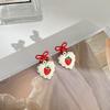 New Lovely Red Bowknot Earrings For Women Gifts Fashion Fermale Party Jewelry Korean Sweet Strawberry Heart Hanging Earrings
