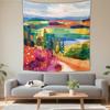Boho Chic Wall Tapestry With Moon Phase Floral Starry Sky Design Bedroom Yoga Studio Decor