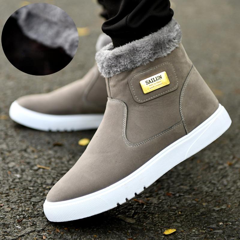 Winter Men's Snow Boots Plush Warm Men Ankle Boots Brand High-top Casual Leather Shoes for Men Comfortable Zapatos Para Hombres