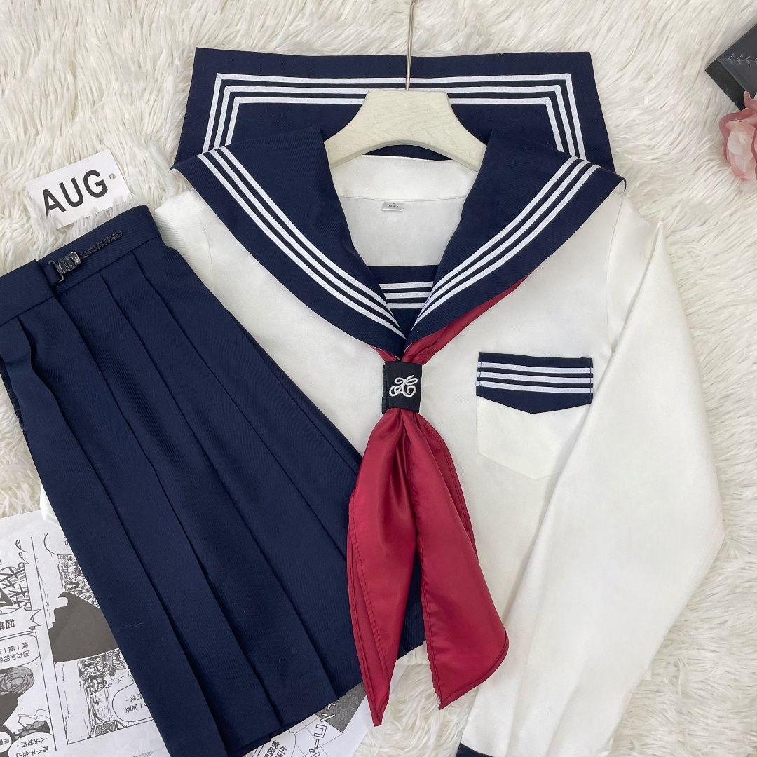 

Автентичний японський набір матроської форми: Білий, з довгим та коротким рукавом, академічний стиль L