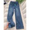Women's Retro Blue High-Waist Straight-Leg Jeans - Versatile Slimming Fit for Spring and Autumn