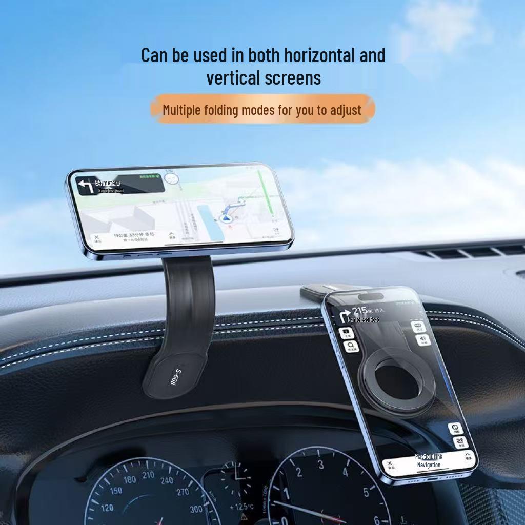 Magnetic Car Phone Holder with Multifunctional Floating Screen and Bendable Center Console Support