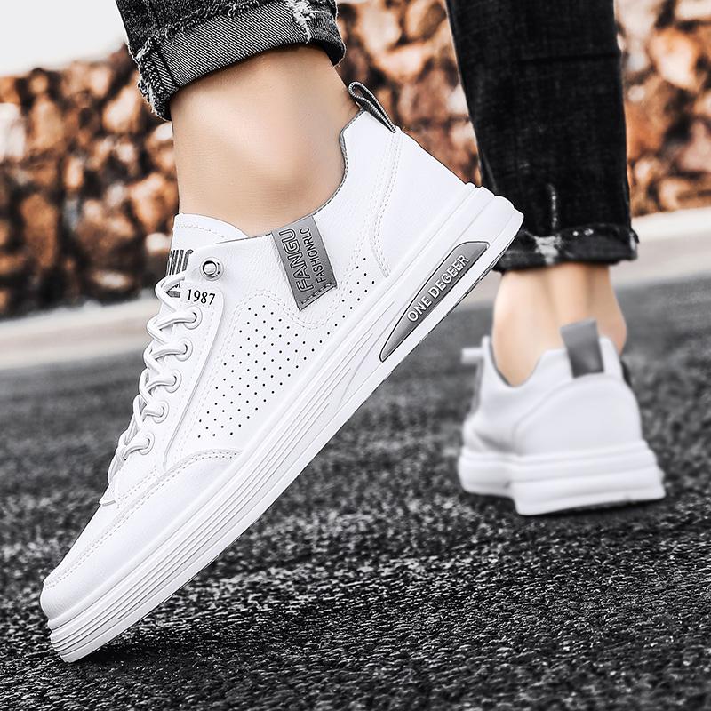 Fashion Original Leather Casual Shoes Men Trendy White Slip-on Men's Sneakers Comfortable Flat Skateboard Shoes Men Zapatos Para Hombre