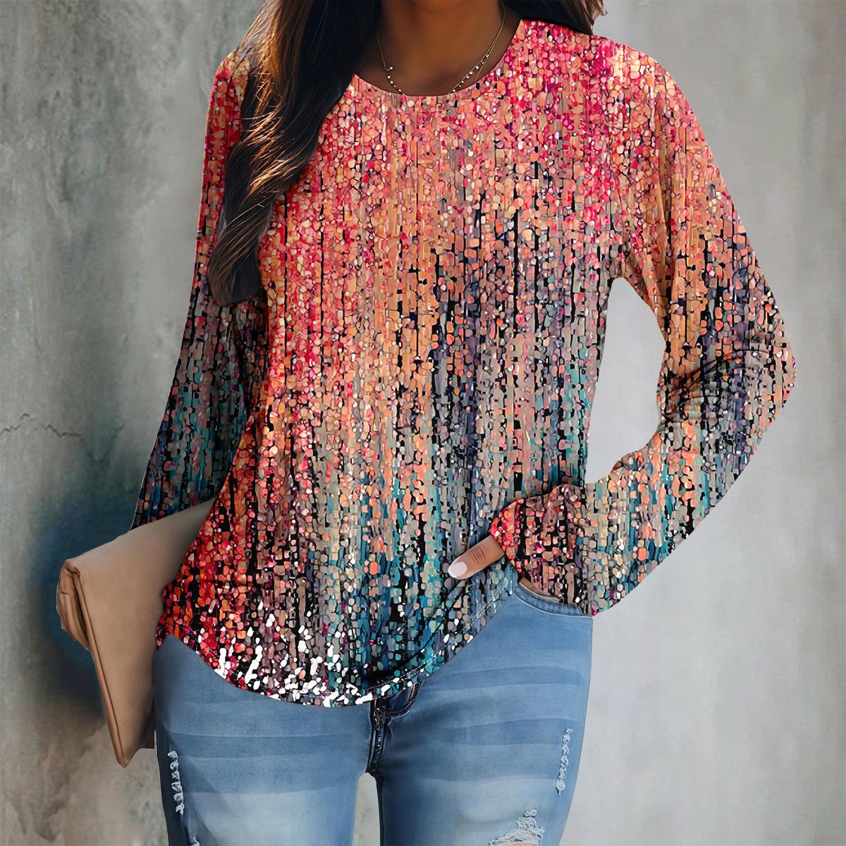 

European and American Fashion Women s Casual Round Neck T-shirt S