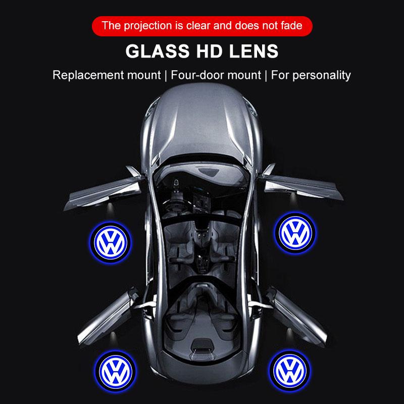 2Pcs Led Car Door Logo Emblem Welcome Light sticker For VW Golf 7 MK7 Tiguan MK2 For Volkswagen Polo B5 B6 B7 T4 T5 Golf 4 5 6