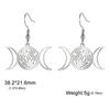 LIKGREAT Hekate Rad Hängeohrringe Edelstahl Dreifacher Mond Strophalos Hekate Göttin Femme Wicca Magie Amulett Schmuck