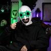 Detailed Latex Costume Masque Halloween LED Clown for Adults, Light Up Scary Horror Face Masquerade Full Costume, Cosplay Party Grinning Character