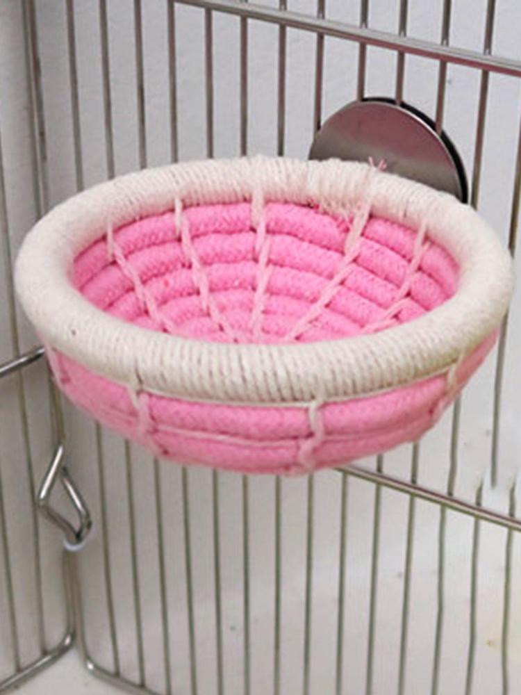 

Pet Bird Nest Hanging Sleeping Bed Cotton Rope Cave Cage Toys Soft Bird House Hut for Cockatoo Parrot Lovebird Budgies Hamster розовый