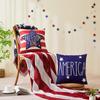 4Th Of July Pillow Covers, Red White Blue Summer Outdoor Throw Pillow Covers, Day Usa Flag Linen Fourth Of July Cushion