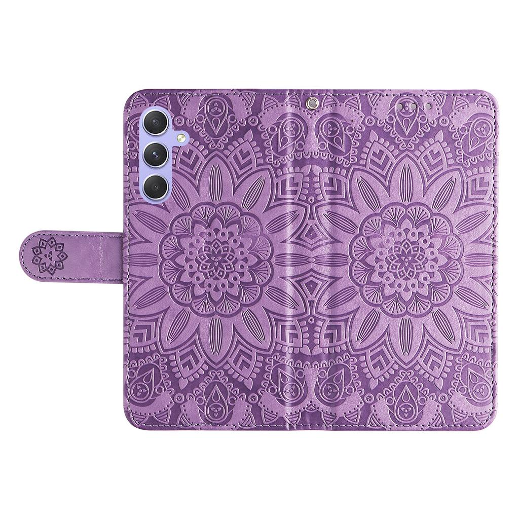 For Samsung Galaxy M54 5G/F54 5G PU Leather Flip Phone Case Sunflower Imprinted Stand Wallet Cover