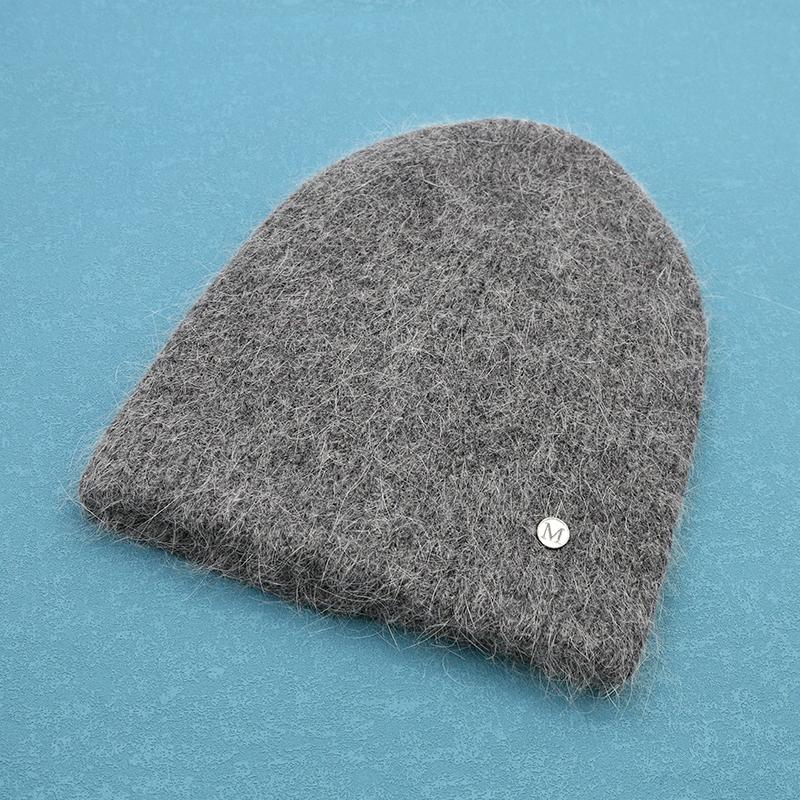 Angora Rabbit Fur Winter Woman Hat Cashmere Skullies Beanies Soft Solid Warm Fluffy Thick Sequins Knitted Hat Gift Wholesale