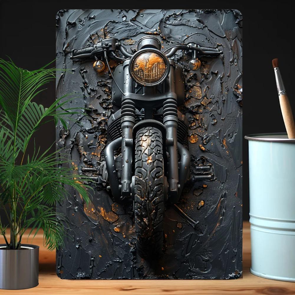 Motor Cycle Embossed Wall Art Durable Metal Decor for Home Gym Office Vintage Motor Cycle Design Unique Decor