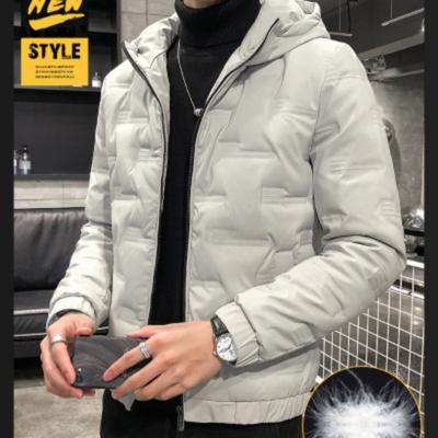 Péřová bunda zimní top nový top pánská krátká pohledná péřová bunda s kapucí silná péřová bunda z bílého kachního peří pro muže
