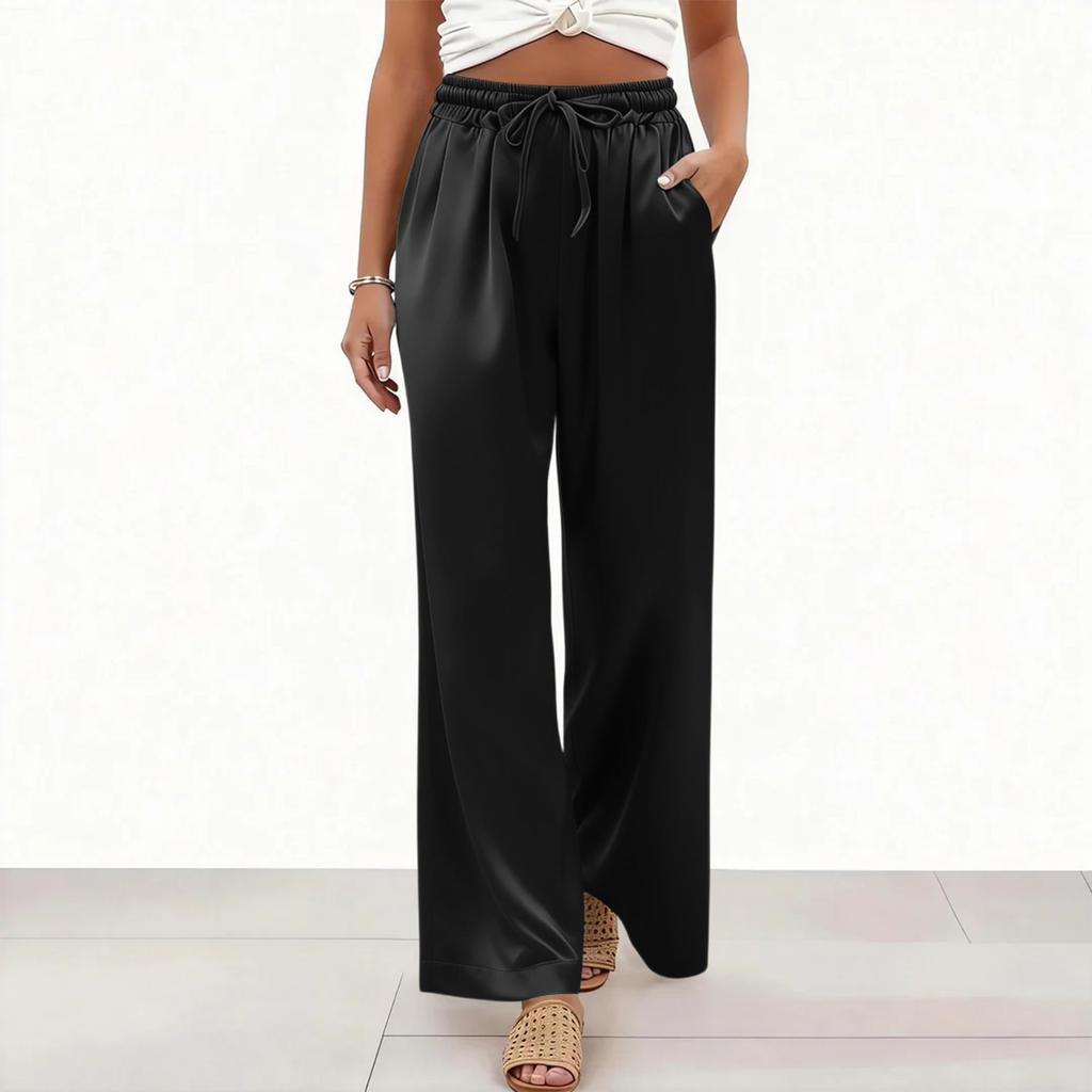 Womens Palazzo Pants Summer Casual Flowy Wide Leg Trousers Beach Travel Vacation Outfits