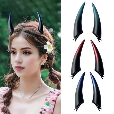 1 Çift Şeytan Boynuzu Şeklinde Saç Tokası Koyu Gotik Stil Cadılar Bayramı Saç Tokası Cosplay Parti Tiyatro Saç
