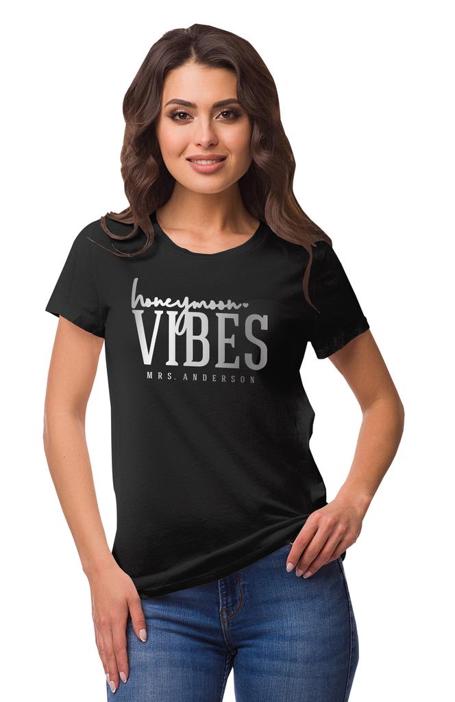 Inkdotpot Personalized Womens Tshirt Top Honeymoon Vibes Mrs Wedding  Announcement