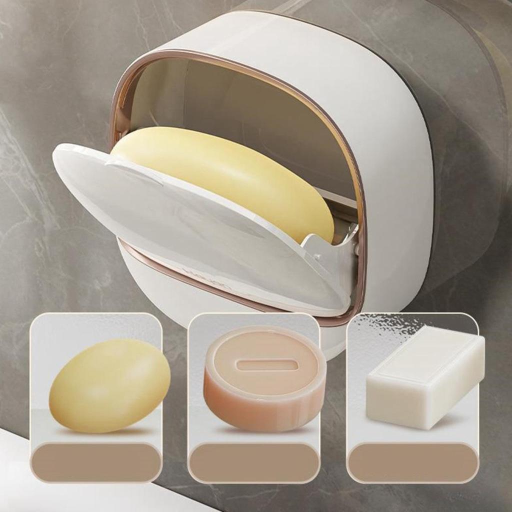 Soap Dish with Drainage Box Punch-Free Soap Holder Bathroom Drain  Box Flip Drain  Storage Case Bathroom Accessories