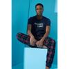 Marineblaues „Hello Summer“-Pyjama-Set mit kurzen Ärmeln und Aufdruck für Herren