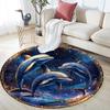 Dolphins Round Area Rug,Carpet Rug for Living Room Bedroom Sofa Playroom Decor,Non-slip Floor Mat