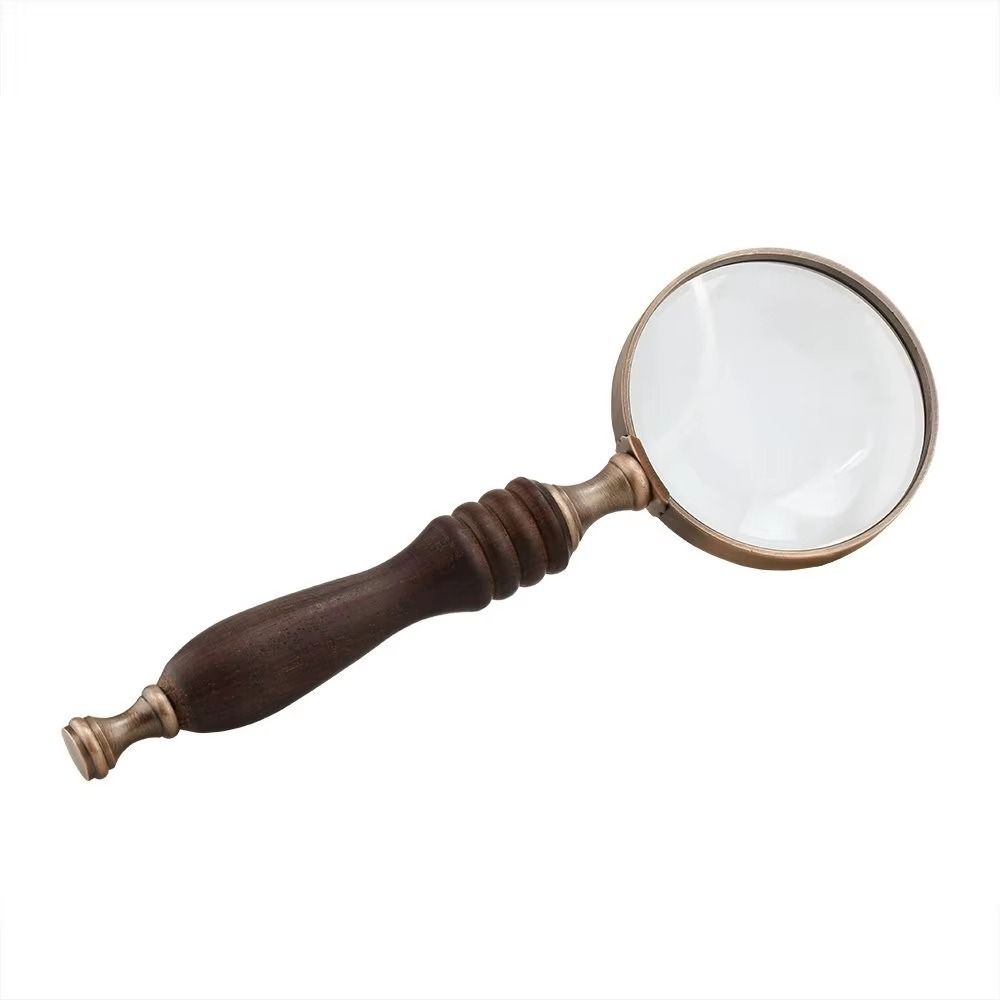 Glass Lens Handheld Magnifier Antique Metal Old Magnifying Loupe For Crossword Puzzle