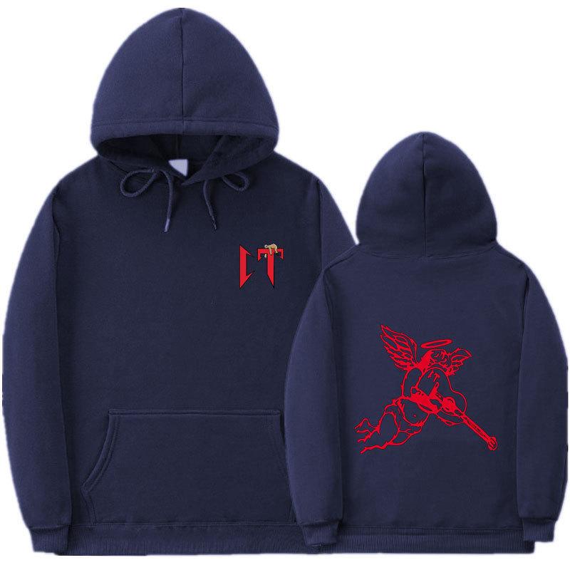 Ribbed bottom pendulum fashion printed sweatshirt loose hoodie autumn and winter men's and women's casual sports sweater top jacket