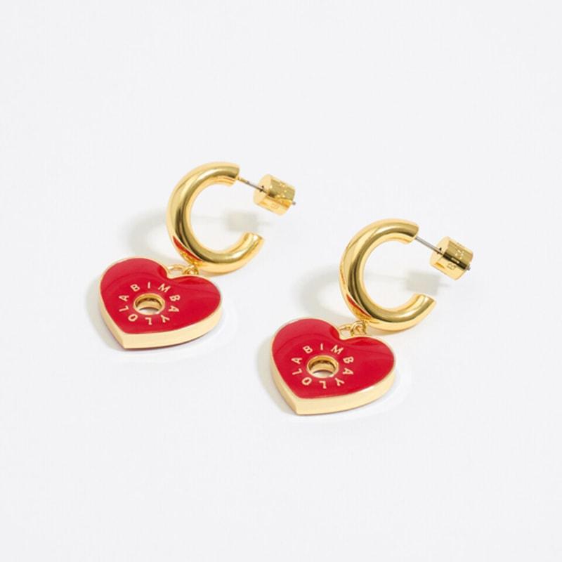 

BIMBA Y LOLA Red Heart Gold Hoop Earrings B246AIW005RDF Red_FREE