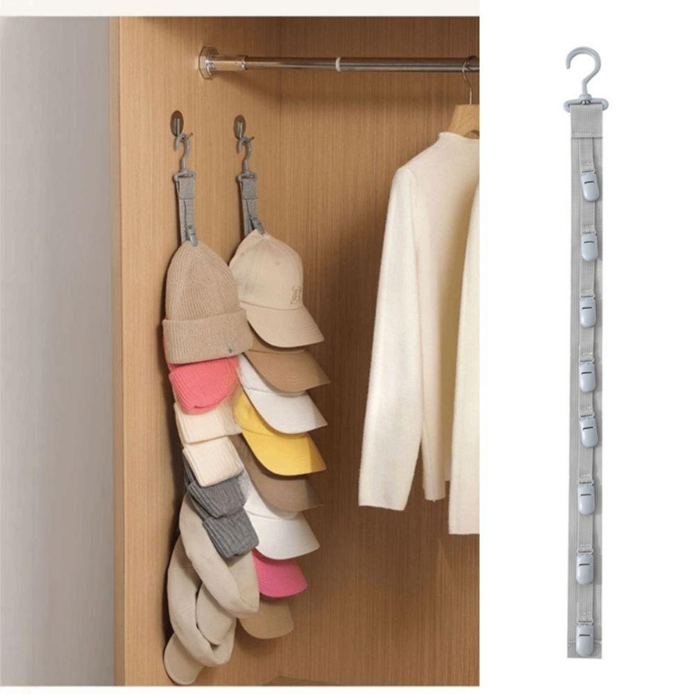 Metal Hanging Hat Storage Clips Holder with 8 Non-Slip Clips Cap Storage Hooks  Bedroom