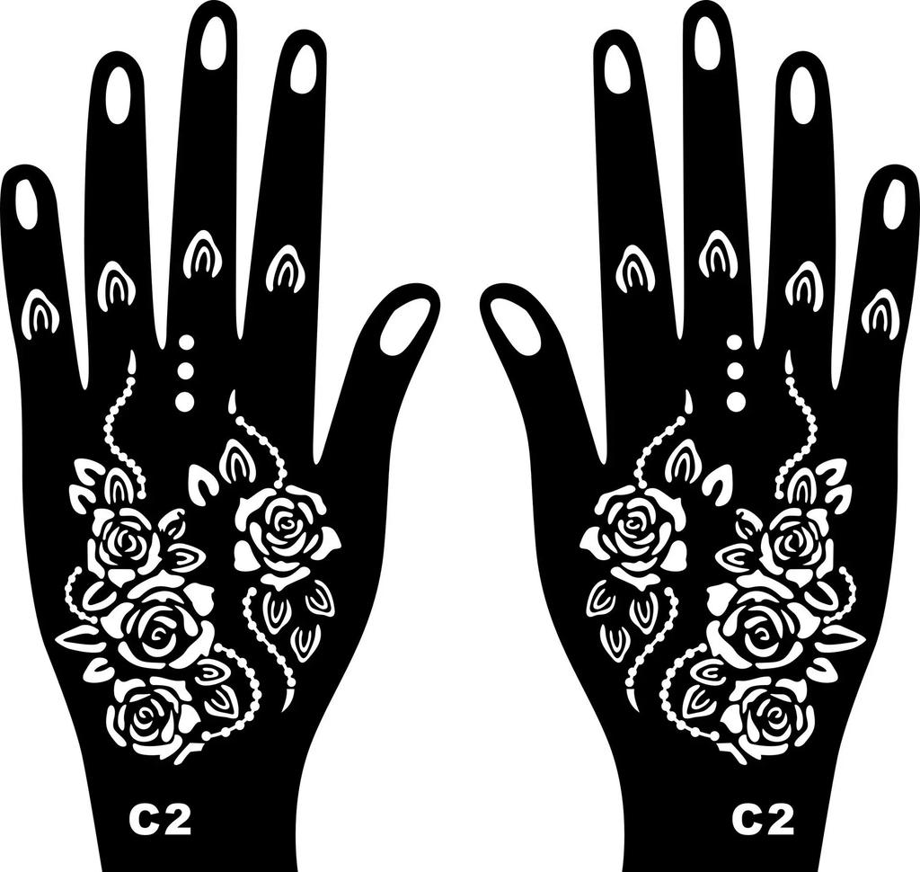2025 Neues Professionelles Henna Schablone Temporäres Handtattoo Körperkunst Aufkleber Vorlage Hochzeit Werkzeug Blume Tattoo Schablone