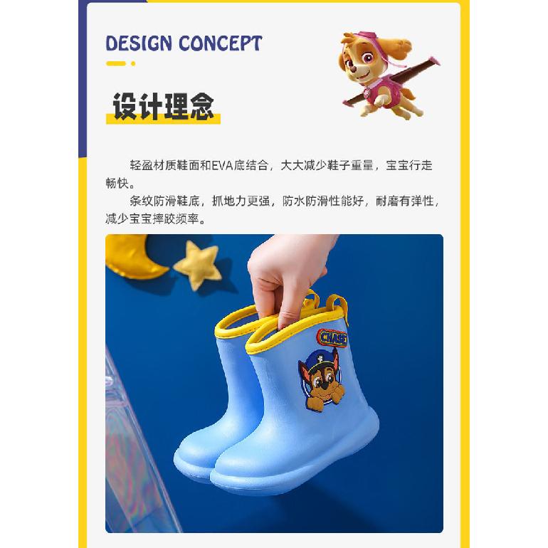 Paw Patrol Baby Rain Boots Children's Non-Slip Rain Boots Boys Cute Toddler Girls Waterproof Shoes Kids Rubber Shoes