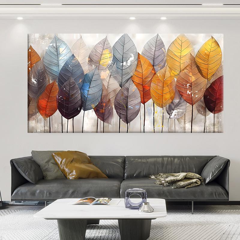Abstract Colorful Leaves Canvas Painting Tree Posters Landscape Forest Wall Art for Living Room Wall Decoration Unframed