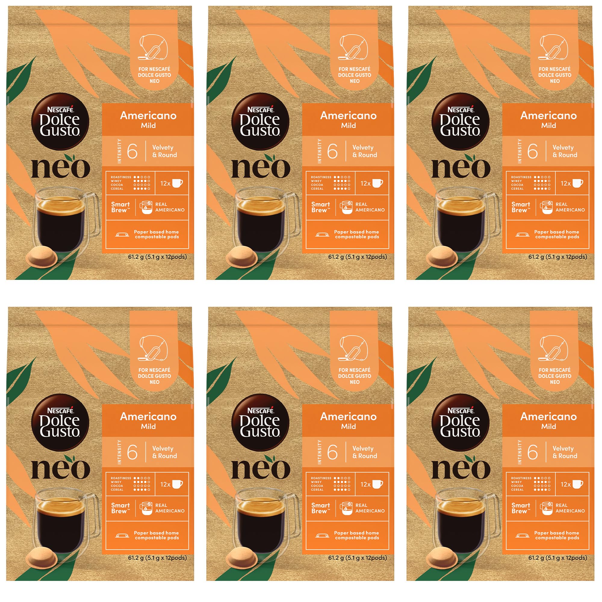 

Dolce Gusto Neo Americano Light Blend Капсулы капсулы x 6 Черный кофе Nescafé (12 сумок),