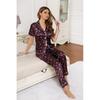 Pyjamas Set for Women Short Sleeve Trousers Love Pattern Artificial Silk Home Clothes Student Cardigan Sleepwear Loungewear