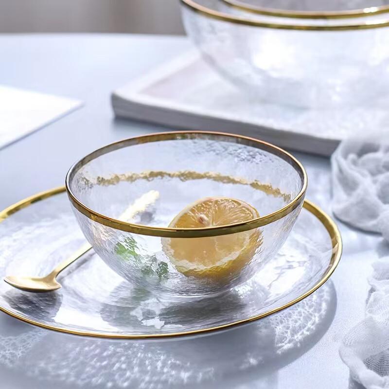 Nordic Gold-Rimmed Glass Compartment Tray