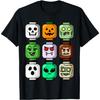 Halloween Building Brick Head Pumpkin Ghost Zombie Boys T-Shirt