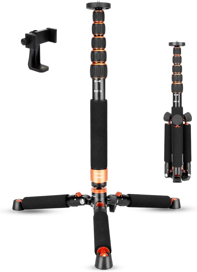 

Koolehaoda Camera with Detachable Tripod Aluminum Height Adjustment 28mm Leg 6kg Load for DSLR Cameras and Video Cameras Monopod, Self-Standing, Base, оранжевый