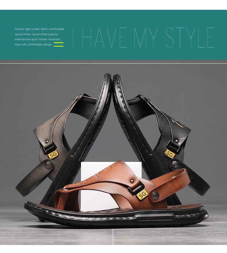 Men’s Genuine Leather Dual-Use Sandals and Slippers – Versatile Casual Beachwear