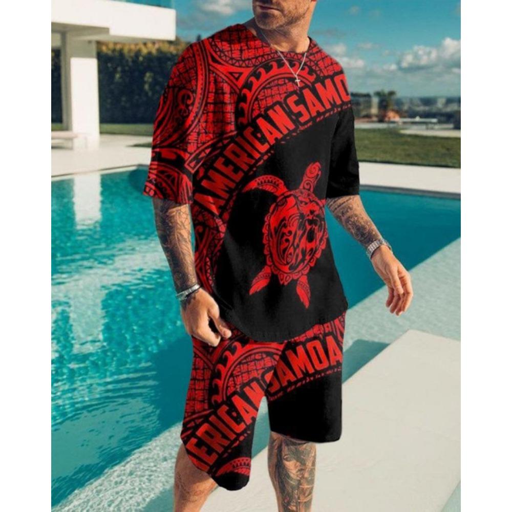 Men Luxury T Shirt Tracksuit 2 Piece Sets 3D Print Sports Short Sleeve Round Neck Casual Style All-Match Clothing Summer 6XL