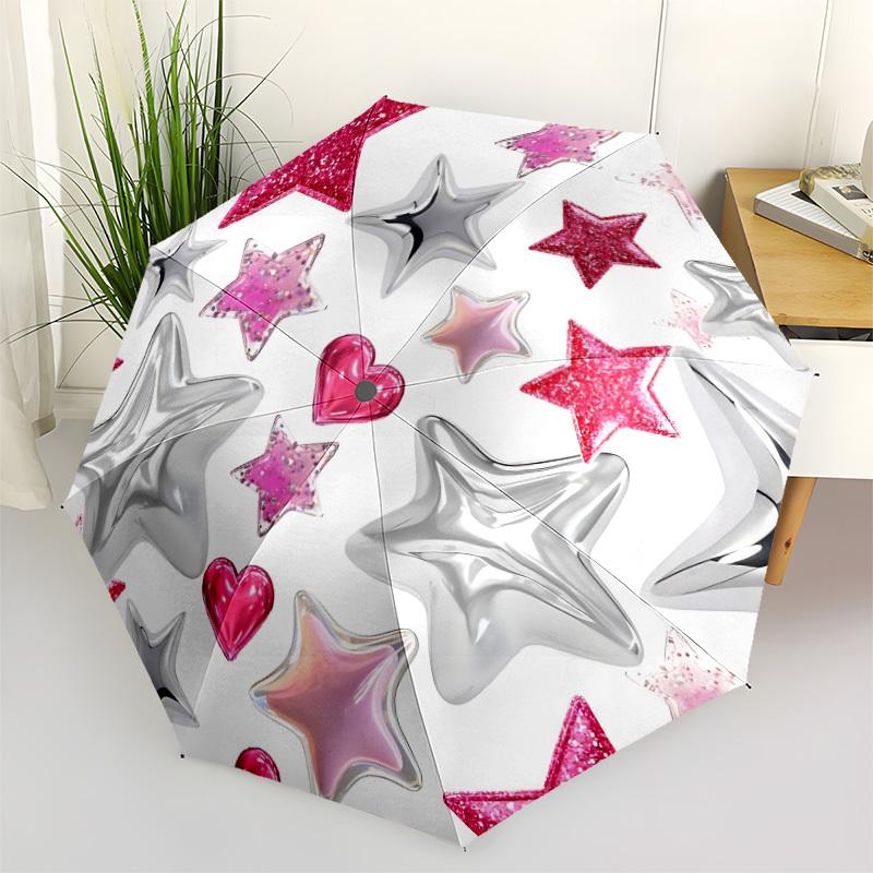 

1pc Stars, Hearts Automatic Cute Umbrella 8-Bone Design Compact Gear for Outdoor Travel, Perfect Holiday Gift yy251230058