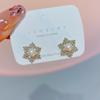 S925 Sterling Silver Snowflake Pearl and Diamond Stud Earrings - Elegant Christmas Gift