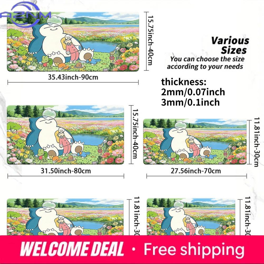 Snorlax Friends Flower Field TCG Playmat NonSlip Washable Mat 30x80x0.2cm
