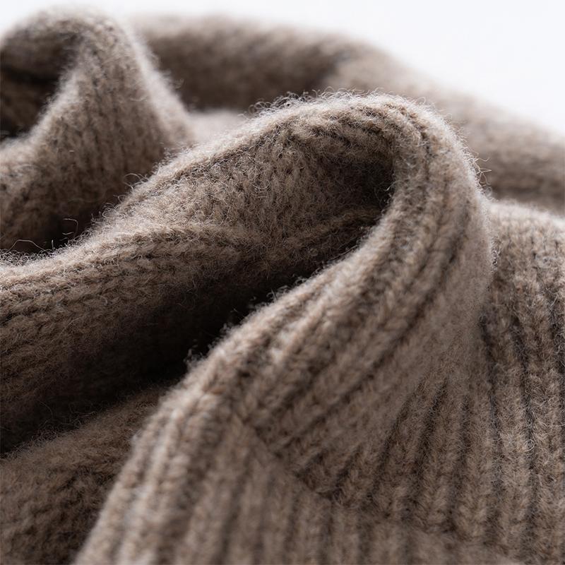100% Pure Wool Solid Color Twisted Cuffed Knitted Hat Women'S Winter Thickened Warm Fashion Fried Dough Twists Baotou Hat Men